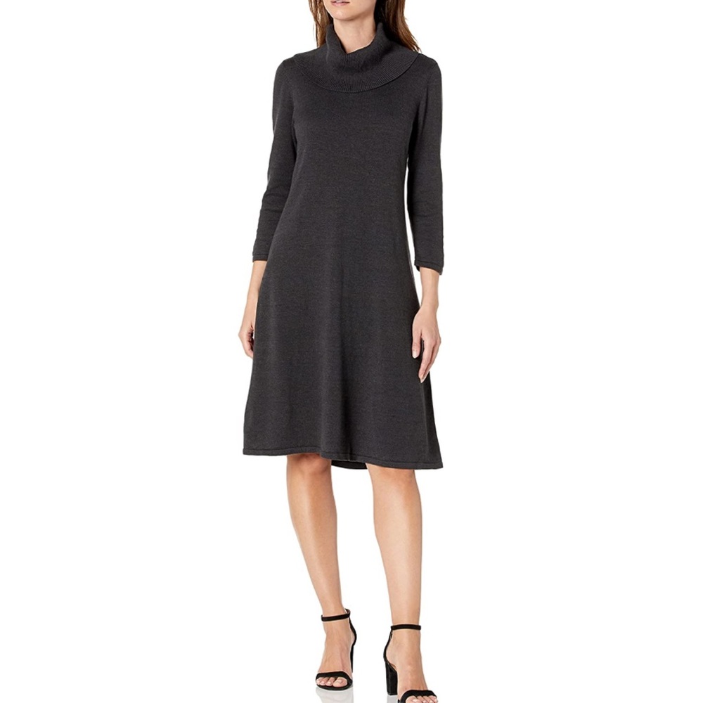 NINE WEST Women's Cowl Neck Fit and Flare Sweater Dress